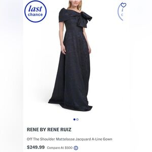 Rene Ruiz Midnight Blue Off-Shoulder Gown